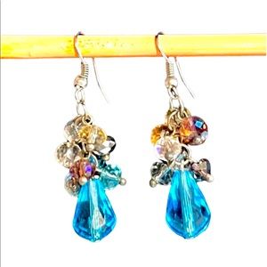 Beautiful Vintage Blue Crystal Drop Earrings
